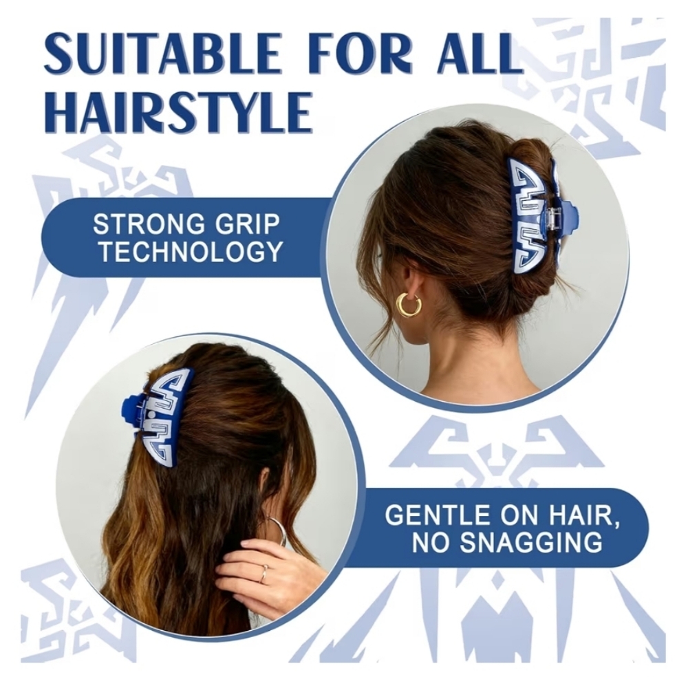 Blue & White Chinese Sword Pattern Hair Clip - Picture 4 of 9